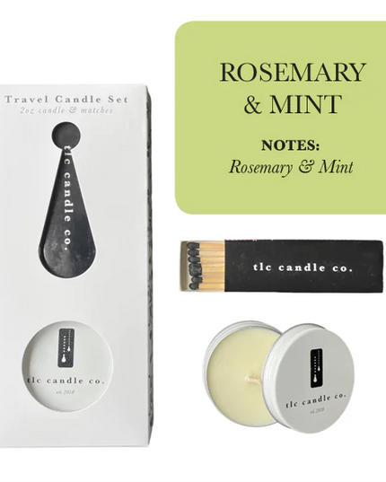 Travel Candle with Matches - Rosemary & Mint