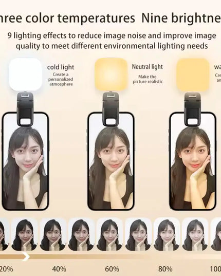 LED Clip-on Phone Light with Adjustable Stand