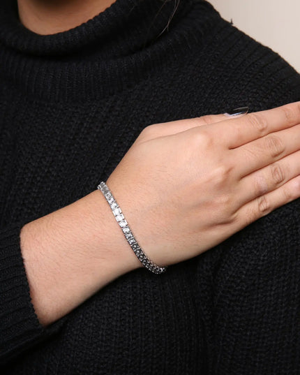 .925 Sterling Silver 1/10 Cttw Diamond 7.25" Link Bracelet (I-J Color, I2-I3 Clarity)