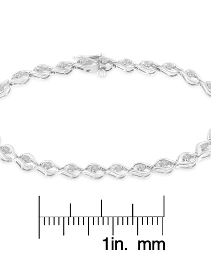 .925 Sterling Silver 1/2 Cttw Rose Cut Diamond Almond Shape Link Tennis Bracelet (I-J Color, I3 Clarity) - 7”