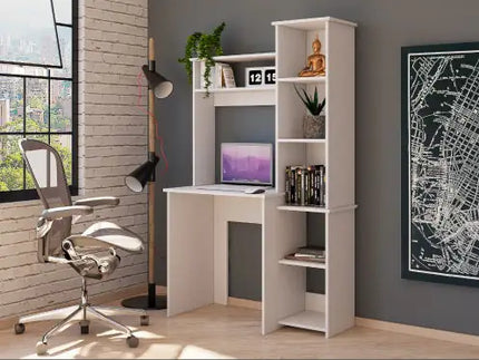Desk With 5 Shelves, White
