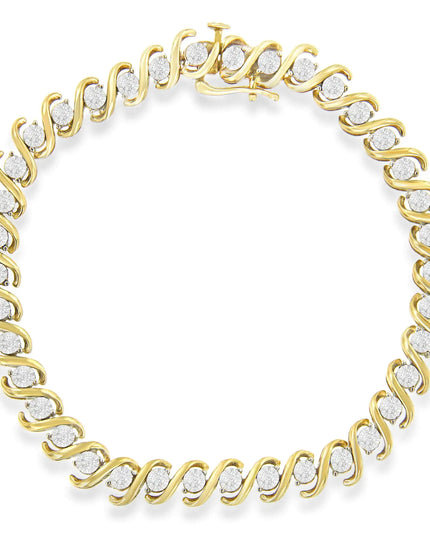 Yellow Plated Sterling Silver Round-Cut Diamond Bracelet (0.5 cttw, H-I Color, I2-I3 Clarity)