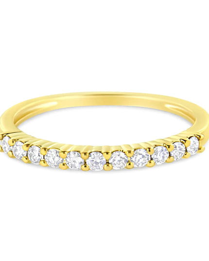 IGI Certified 1/4 Cttw Diamond 10K Yellow Gold Prong Set Fluted Band Style Ring (I-J Color, I2-I3 Clarity)