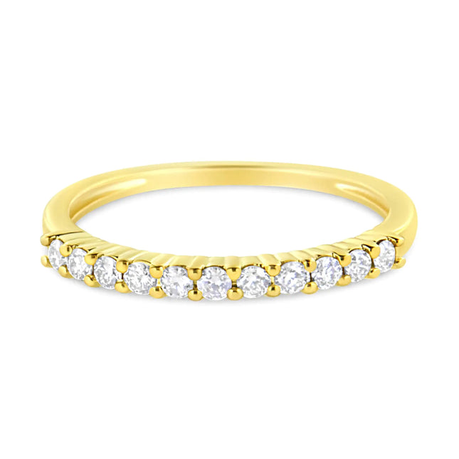 IGI Certified 1/4 Cttw Diamond 10K Yellow Gold Prong Set Fluted Band Style Ring (I-J Color, I2-I3 Clarity)
