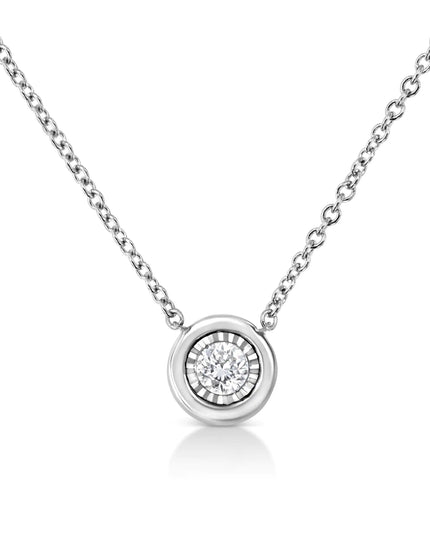 10K White Gold 1/10 Cttw Miracle Set Round-Cut Diamond 18" Pendant Necklace - Choice of Shape