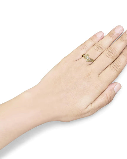 14K Yellow Gold Plated .925 Sterling Silver Diamond Accent Filigree Heart Promise Ring (I-J Color, I3 Clarity)