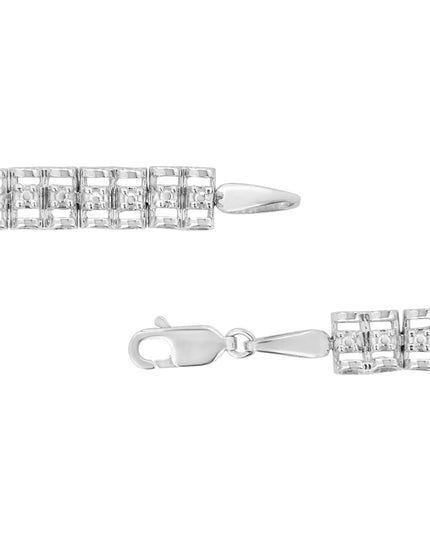 .925 Sterling Silver 1/10 Cttw Diamond Double-Link 7" Rolex Tennis Bracelet (I-J Color, I3 Clarity)