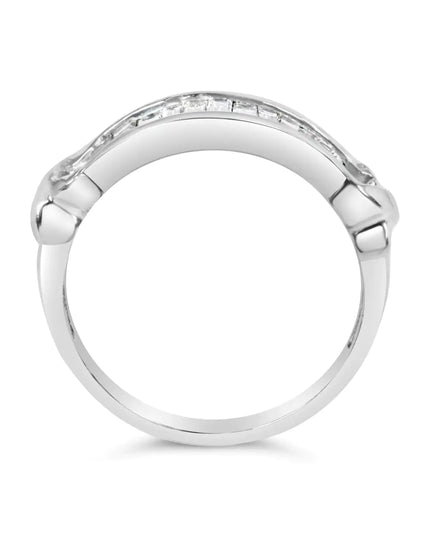 .925 Sterling Silver 1/2 Cttw Baguette Cut Diamond Channel Set X-Station Wedding Ring (H-I Color, I1-I2 Clarity)