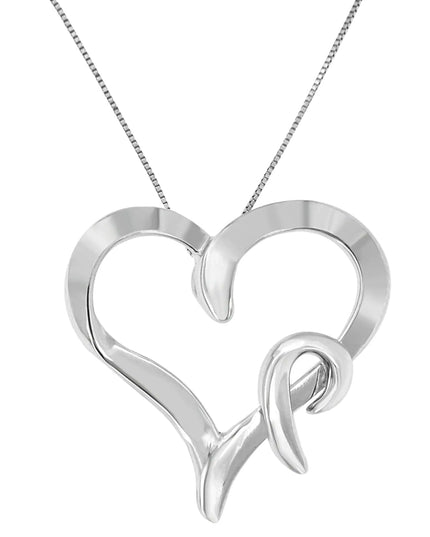 .925 Sterling Silver Heart Shaped Pendant Necklace