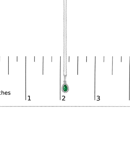 10K White Gold 5x3mm Gemstone and Diamond Accent Halo Pear Shape 18" Pendant Necklace (I-J Color, I1-I2 Clarity)