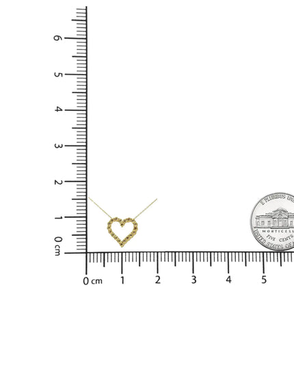 10K Yellow Gold Flashed .925 Sterling Silver 1/2 Cttw Champagne Diamond Miracle Plate Heart Pendant Necklace (K-L Color, I1-I2 Clarity) - 18"