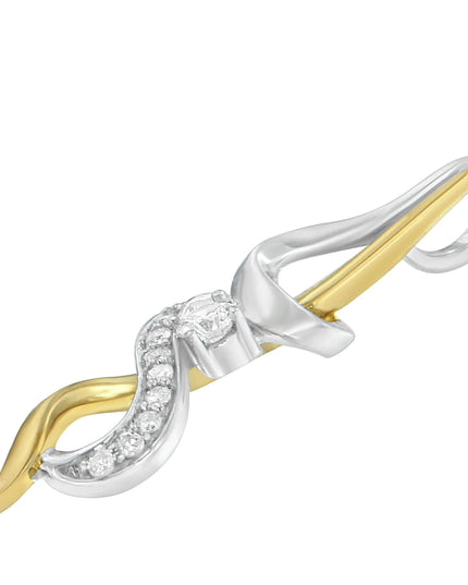 Espira 10K Two-tone Gold 1/5 cttw Diamond Intertwined Swirl Pendant Necklace (J-K, I1-I2)
