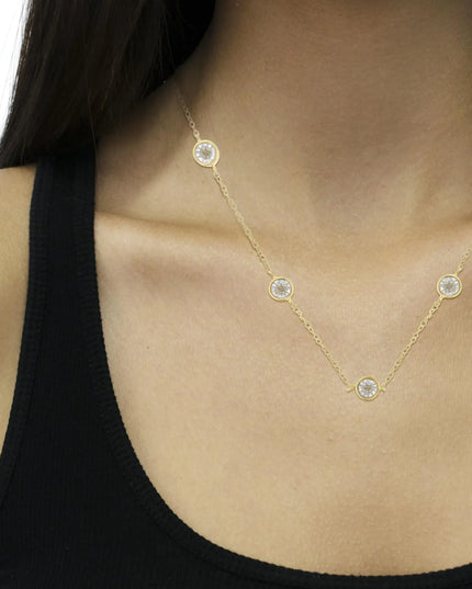 Sterling Silver Diamond Station Necklace (1/2 cttw, K-L Color, I2-I3 Clarity)