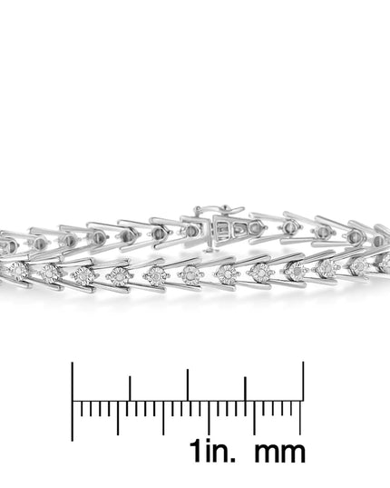 Sterling Silver Diamond Wave-Style Link Bracelet (0.5 cttw, I-J Color, I3 Clarity)