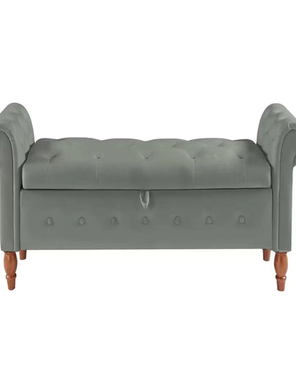 Velvet Multifunctional Storage Rectangular Sofa Stool - Grey