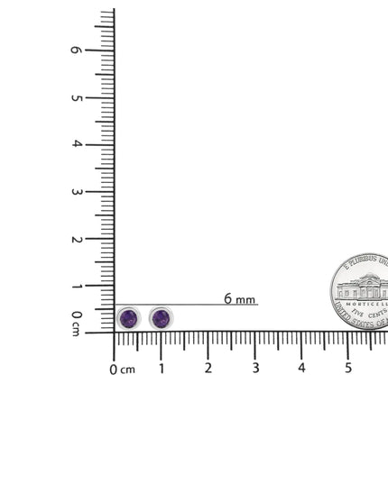 .925 Sterling Silver Bezel Set 3.5mm Created Gemstone Solitaire Stud Earrings