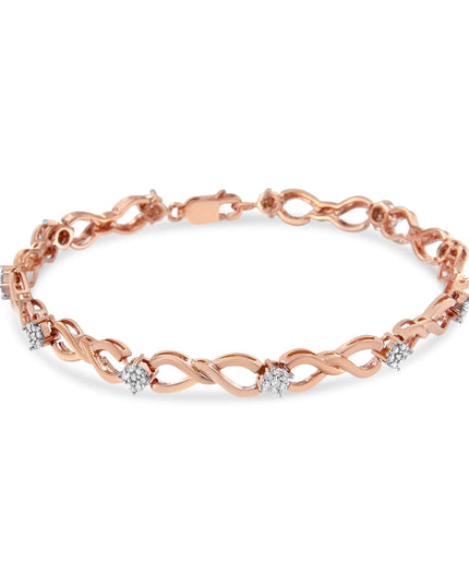 10K Rose Gold Plated .925 Sterling Silver 1/2 Cttw Diamond Infinity Link Tennis Bracelet (H-I Color, I2-I3 Clarity) -7”