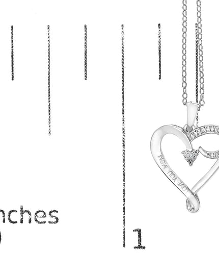 .925 Sterling Silver Diamond Accent "I LOVE YOU MOM" Heart Pendant Necklace (J-K Color, I2-I3 Clarity) - 18" Inches