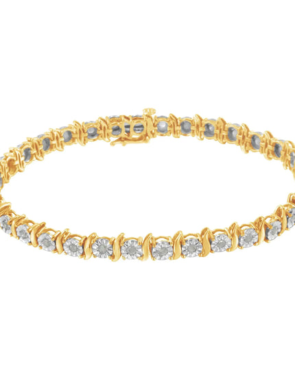 .925 Sterling Silver 1.0 Cttw Diamond S-Curve Link Miracle-Set Tennis Bracelet (I-J Color, I3 Clarity)
