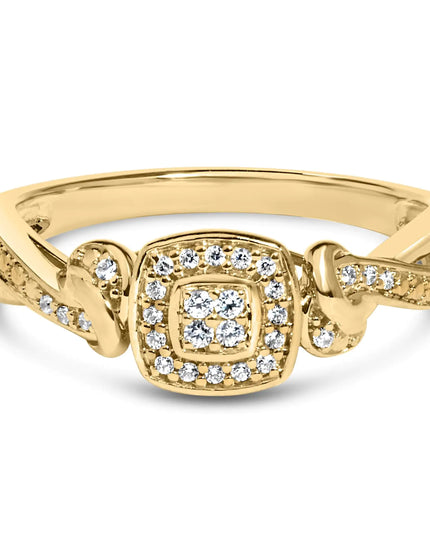 14K Yellow Gold Plated .925 Sterling Silver 1/10 Cttw Round-Cut Diamond Composite Halo Engagement Ring