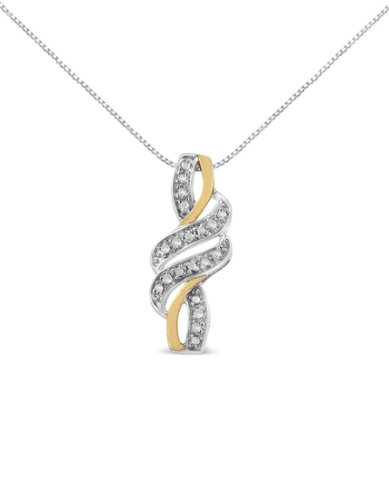 10K Yellow Gold Plated .925 Sterling Silver 1/20 cttw Round Cut Diamond Swirl Pendant Necklace (H-I Color, I2-I3 Clarity)