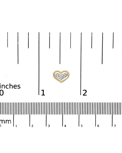 10K Yellow Gold 1/10 Cttw Diamond Heart and Beaded Halo Stud Earrings (I-J Color, I1-I2 Clarity)