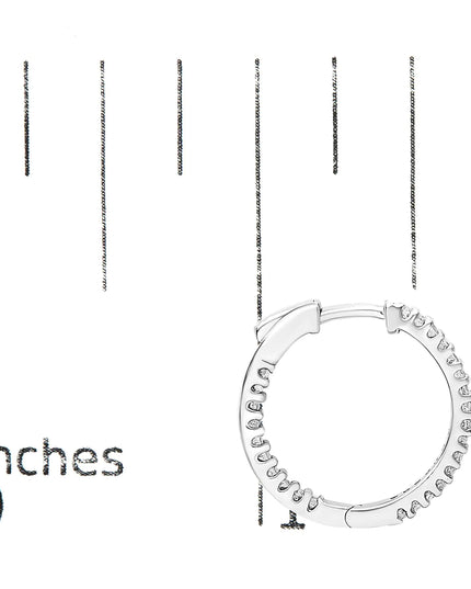 .925 Sterling Silver 1/2 Cttw Princess Diamond Inside Out Hoop Earrings (G-H Color, VS2-SI1 Clarity)