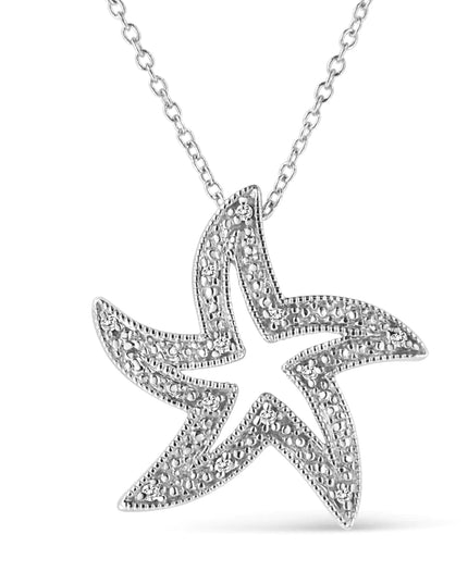 .925 Sterling Silver Prong-Set Diamond Accent Starfish 18" Pendant Necklace (I-J Color, I1-I2 Clarity)