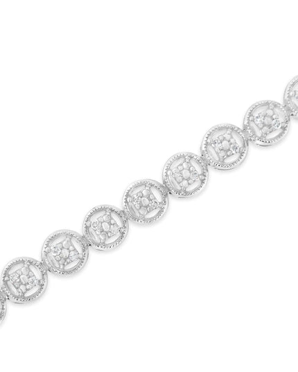 .925 Sterling Silver 1/4 Cttw Diamond 7" Open Circle Wheel Link Tennis Bracelet (I-J Color, I2-I3 Clarity)