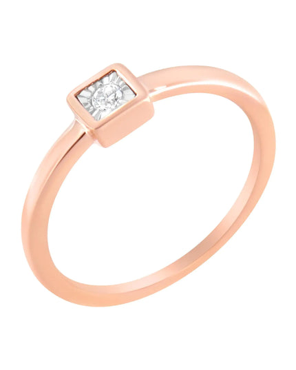 14K Rose Gold Plated .925 Sterling Silver 1/20 cttw Miracle Set Diamond Promise Ring (J-K Color, I1-I2 Clarity)