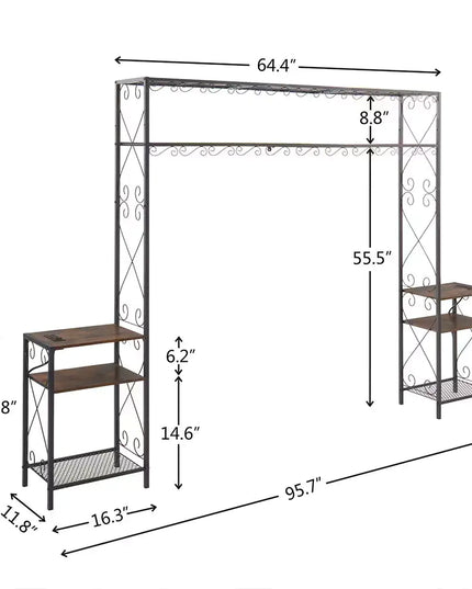 Queen Size Metal Storage Headboard,with Charging Stations,2 Nightstands And Storage Shelves,for Bedroom