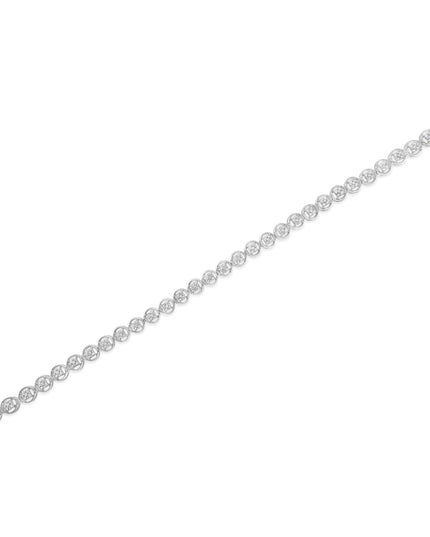 .925 Sterling Silver 1/4 Cttw Diamond 7" Open Circle Wheel Link Tennis Bracelet (I-J Color, I2-I3 Clarity)