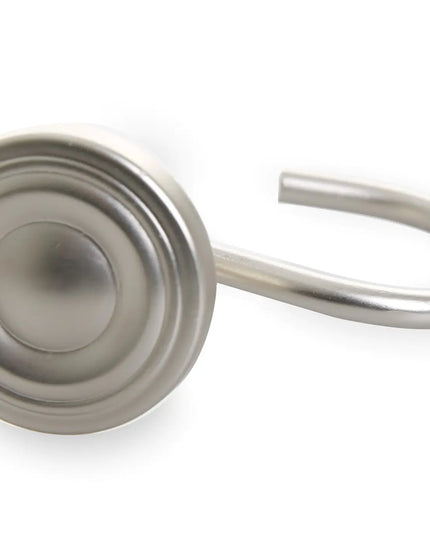 Brushed Nickel Shower Curtain Hooks – Set of 12, Rust-Proof Bathroom Curtain Rings