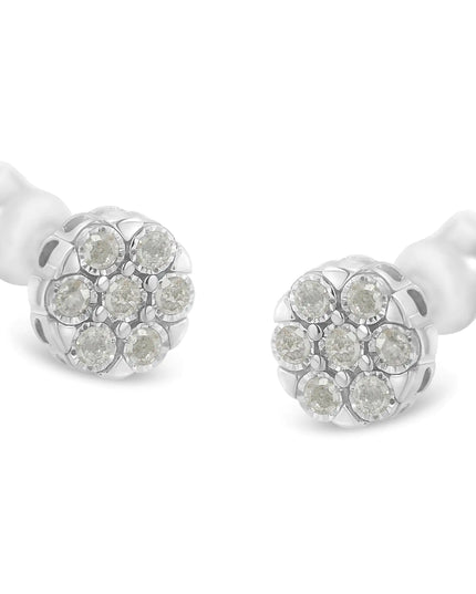 Sterling Silver Rose-Cut Diamond Floral Cluster Stud Earring (0.25 cttw, I-J Color, I2-I3 Clarity)