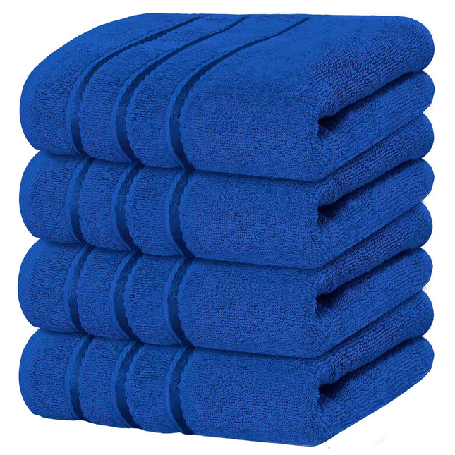 Luxury Hand Towels for Bathroom Set of 4 (16 x 28 Inch) Soft & Absorbent 600GSM Ring Spun Cotton Hand Towel Sets for Bathroom Gym Hotel and Spa - Viscose Stripe