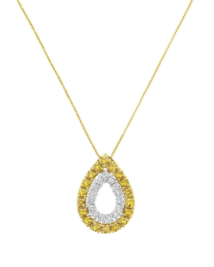 Yellow Gold Plated Sterling Silver Treated Yellow Diamond Pear Shape Pendant Necklace (1/2 cttw, Yellow Color, I2-I3 Clarity)