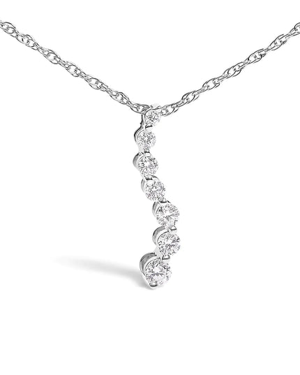 .925 Sterling Silver 1/4 Cttw Lab Grown Diamond Journey Pendant Necklace - 18" Inches