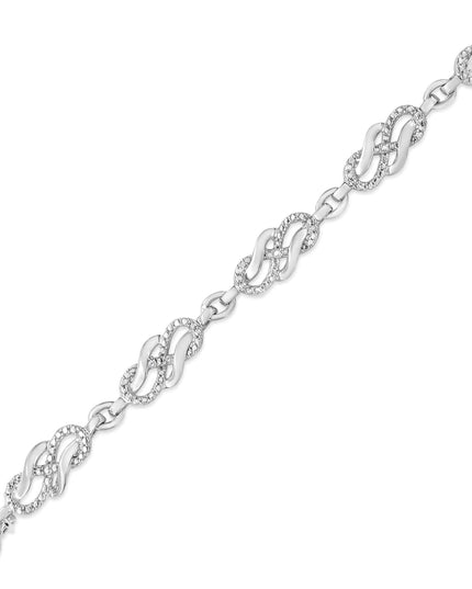 .925 Sterling Silver Prong Set Diamond Accent Infinity Weave Link 7.25" Bracelet (I-J Color, I3 Clarity)