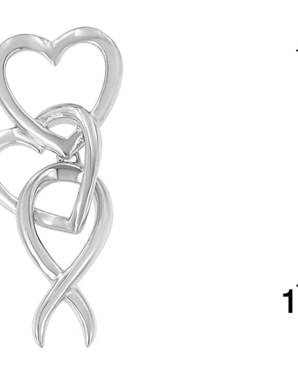 .925 Sterling Silver Double-Heart & Awareness Ribbon Linked Pendant Necklace