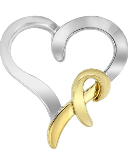 .925 Sterling Silver and 14K Yellow Gold Two-Tone Heart Shaped Pendant Necklace