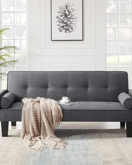 Modern Love Seat Sofa With Pillows, Fabric, Button Tufted, Pull Point Design
