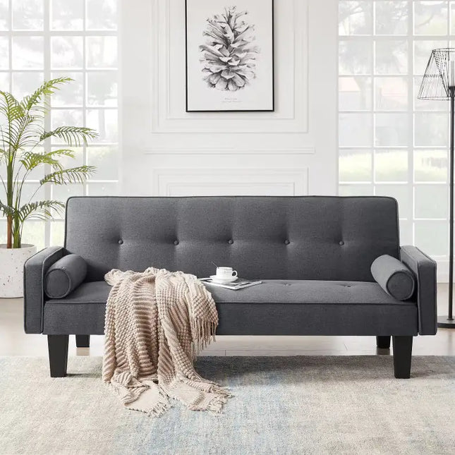Fabric Loveseat Sofa with Pillows – Button Tufted Design, Stylish Pull-Point Accent for Living Room