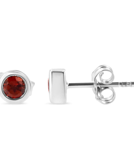 .925 Sterling Silver Bezel Set 3.5mm Created Gemstone Solitaire Stud Earrings