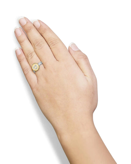 18K Yellow Gold Plated .925 Sterling Silver Diamond Heart Ring with Satin Finish (I-J Color, SI1-SI2 Clarity)
