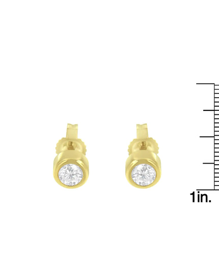 10K Gold 0.30 Cttw Round Brilliant-Cut Near Colorless Diamond Bezel-Set Stud Earrings (H-I Color, I1-I2 Clarity)