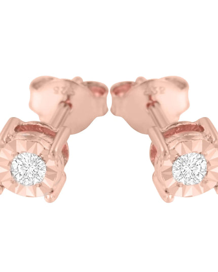 .925 Sterling Silver 1/10 Cttw Round Brilliant-Cut Diamond Miracle-Set Stud Earrings