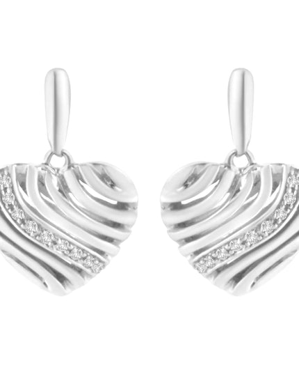 Sterling Silver Heart Diamond Accent Puff Earrings (I-J, I1-I2)