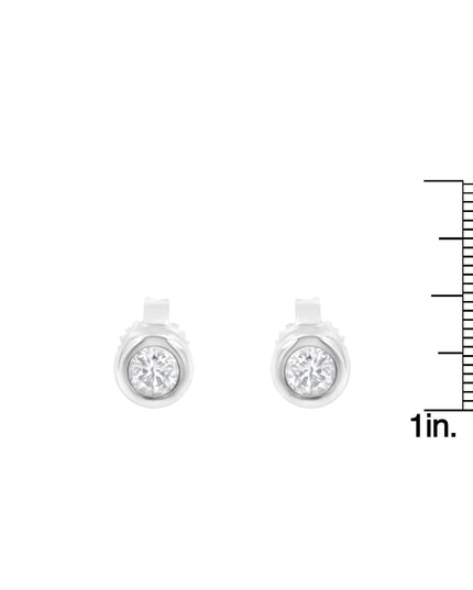 10K Gold 1/4 Cttw Round Brilliant-Cut Near Colorless Diamond Bezel-Set Stud Earrings (H-I Color, I1-I2 Clarity)