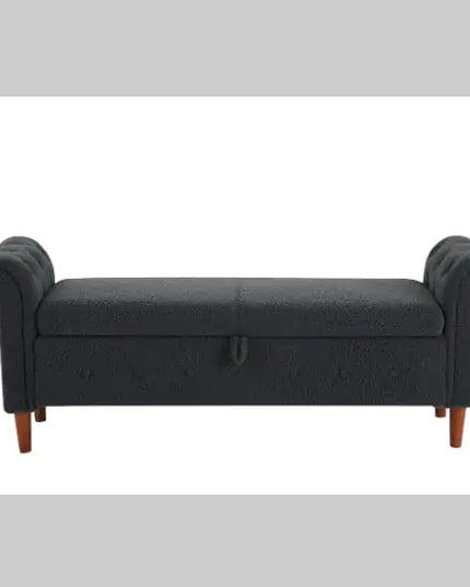 Grey Teddy Velvet Multifunctional Storage Rectangular Sofa Stool