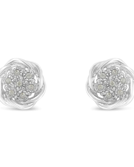 Sterling Silver Diamond Swirl Cluster Stud Earrings (1/6 cttw, I-J Color, I2-I3 Clarity)